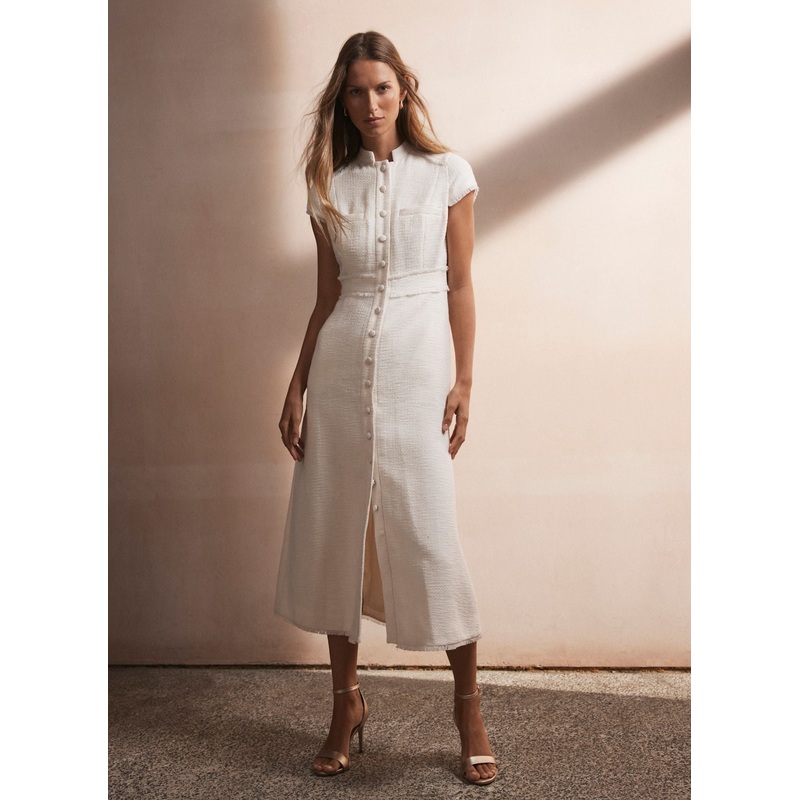 Cream Boucle Midi Dress 06