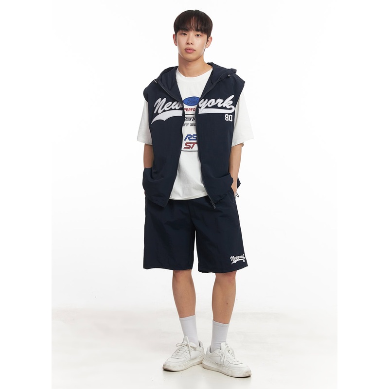 Men’s New York Graphic Wide-Fit Shorts IA518 Dark blue M/L