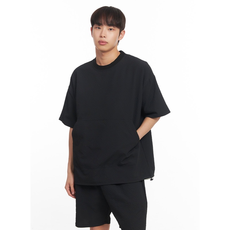 Men’s Oversized T-Shirt with Pockets IA518 Black 1XL