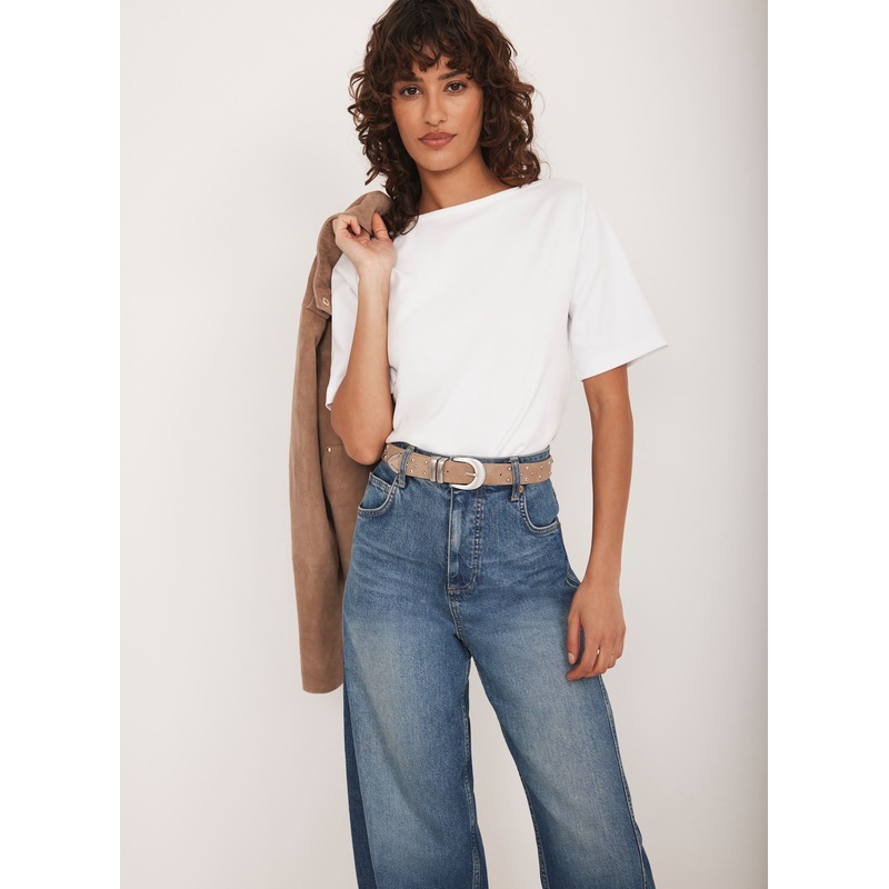 White Slash Neck T-Shirt XS