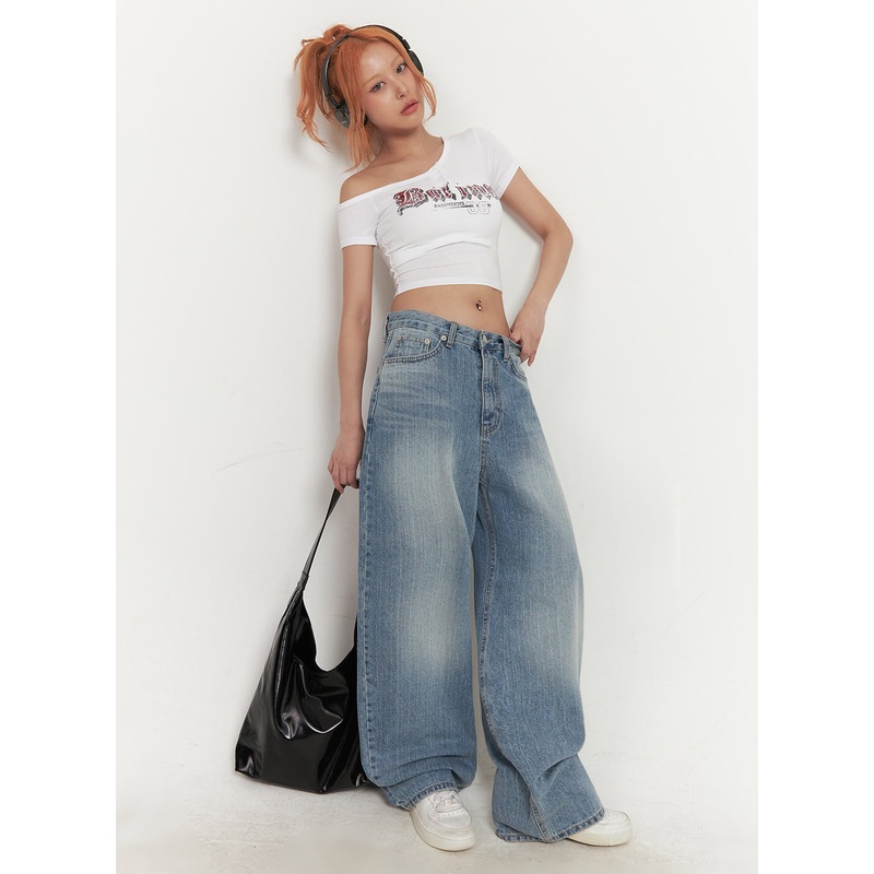 Yvette Washed Baggy Jeans IA517 Light blue S