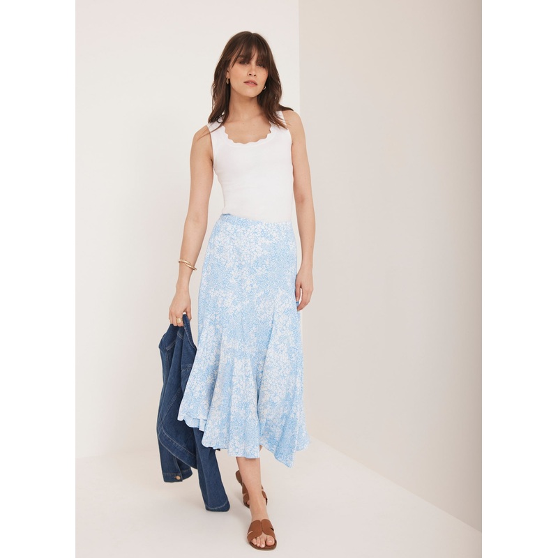 Blue Floral Print Skirt 06