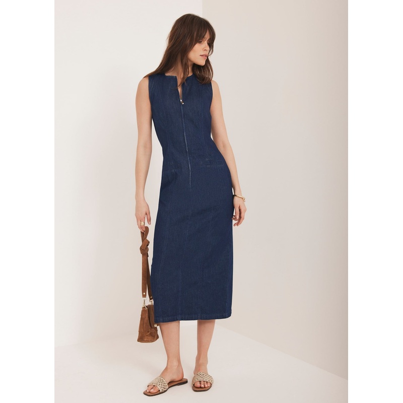 Dark Indigo Denim Midi Dress 06