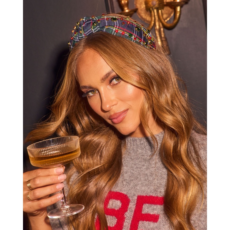 Jingle Belle Embellished Plaid Headband Multi O/S