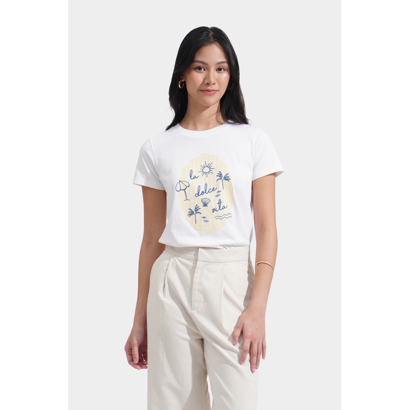 La Dolce Vita Graphic Tee Off White Extra Small