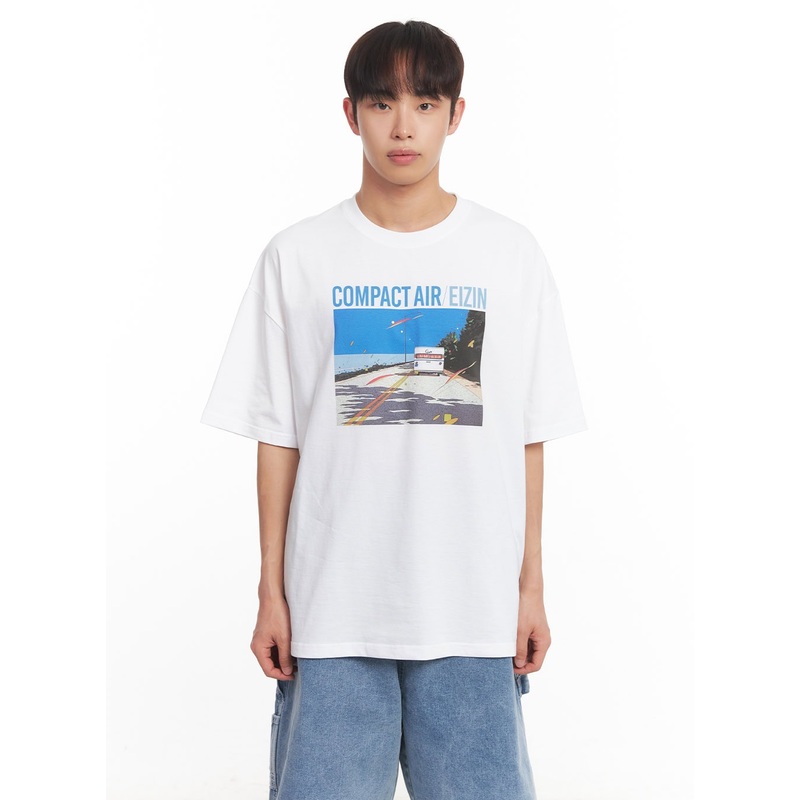 Men’s Graphic Print T-Shirt IA521 White M/L