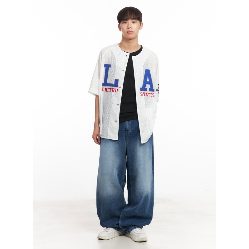 Men’s Washed Balloon-Fit Jeans (Blue) IA521 Blue S