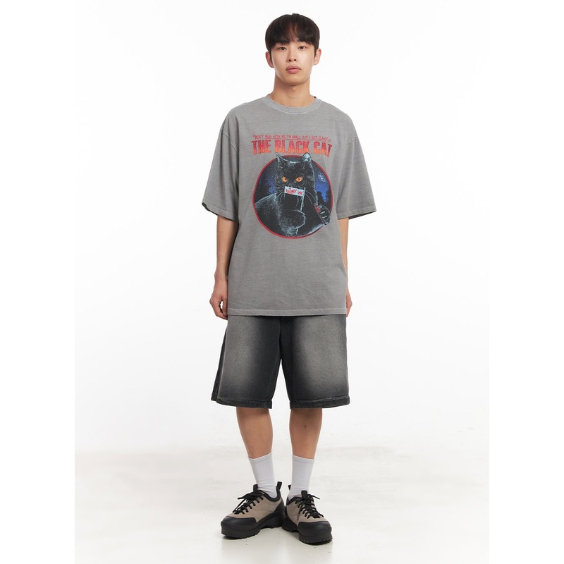 Men’s Wide-Fit Washed Jorts IA521 Black S