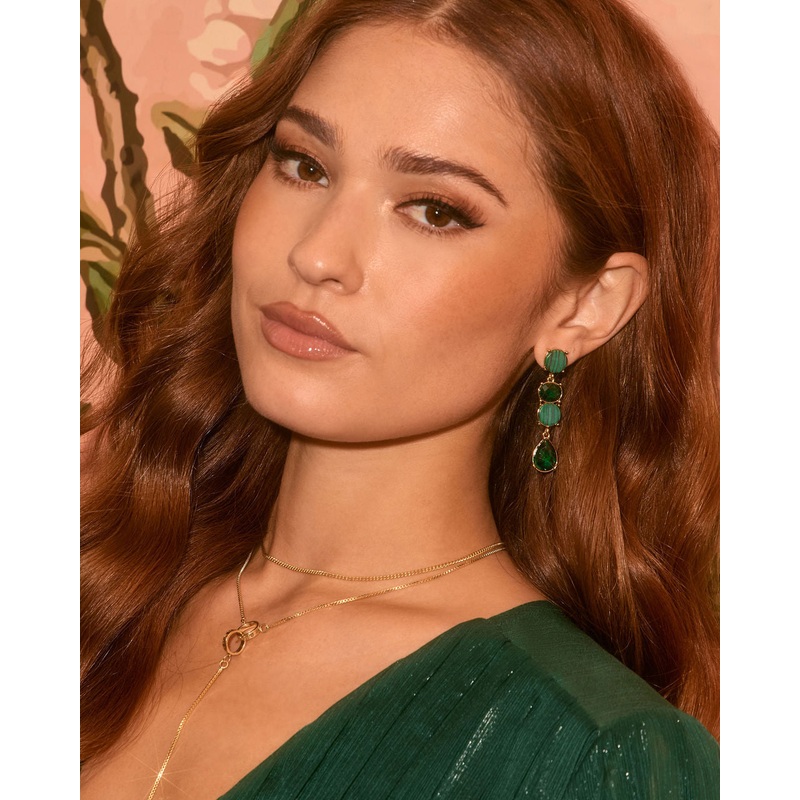 Midnight Toast Gemstone Drop Earrings Green O/S