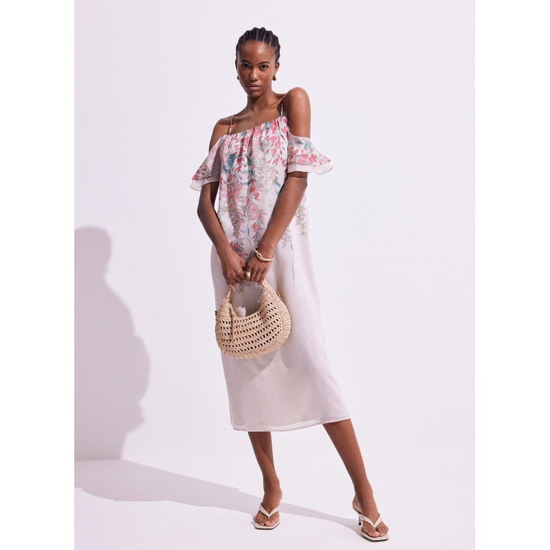 Pink Floral Print Midi Dress 06