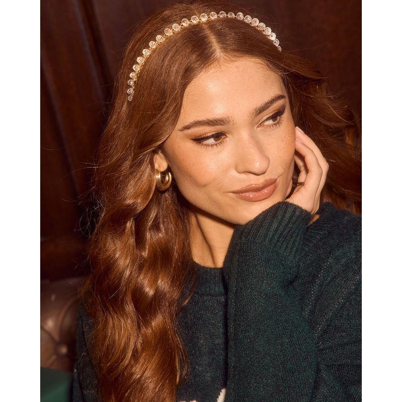 Sleigh Scene Rhinestone Embellished Headband Clear O/S