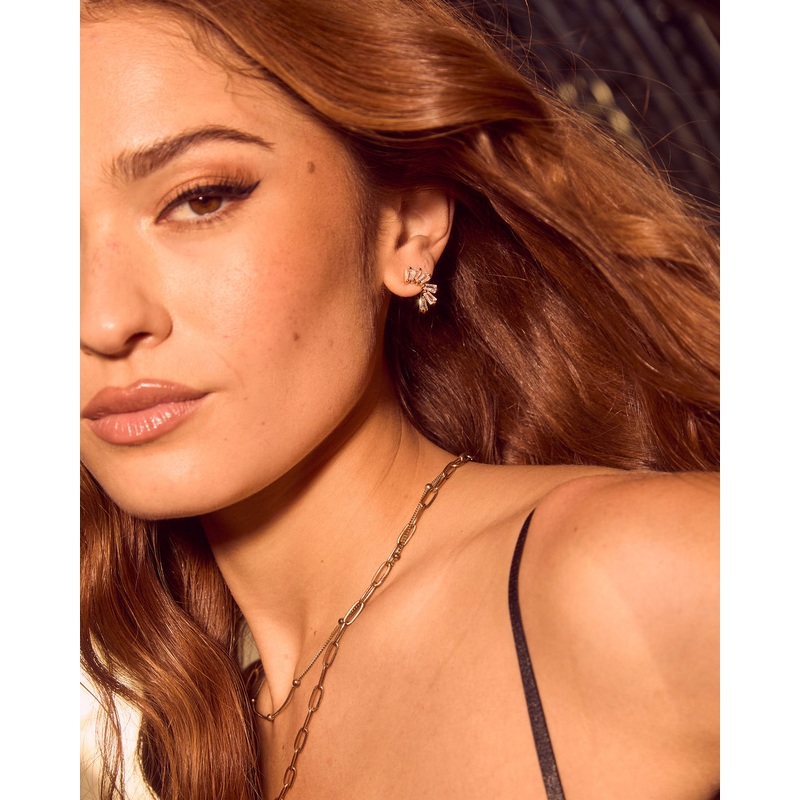 Sugarcoat Baguette Stone Stud Earrings Gold O/S