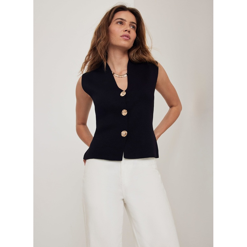 Black Knit Waistcoat XS