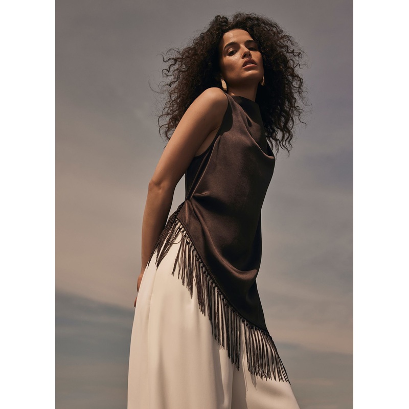 Brown Satin Tassle Top 06