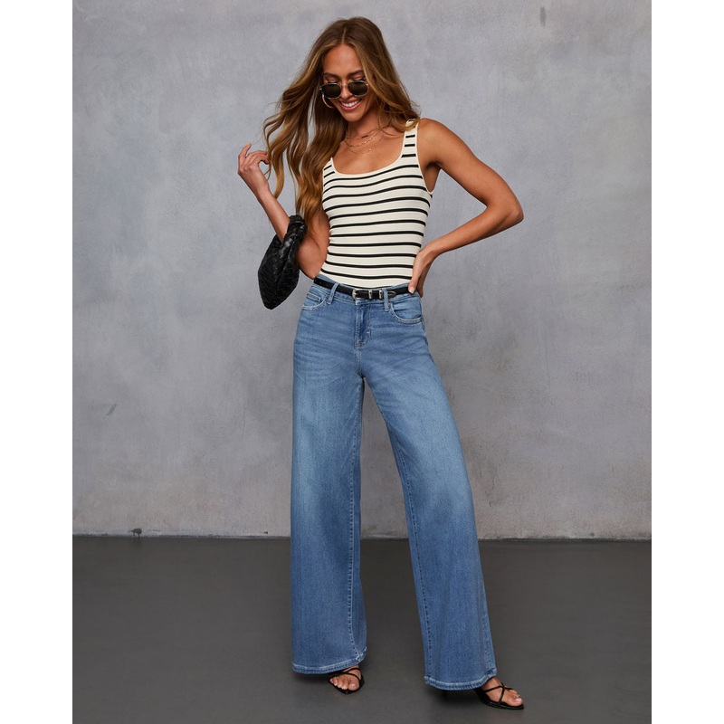 Coletti Super Stretch Wide Leg Jeans Light Wash 24