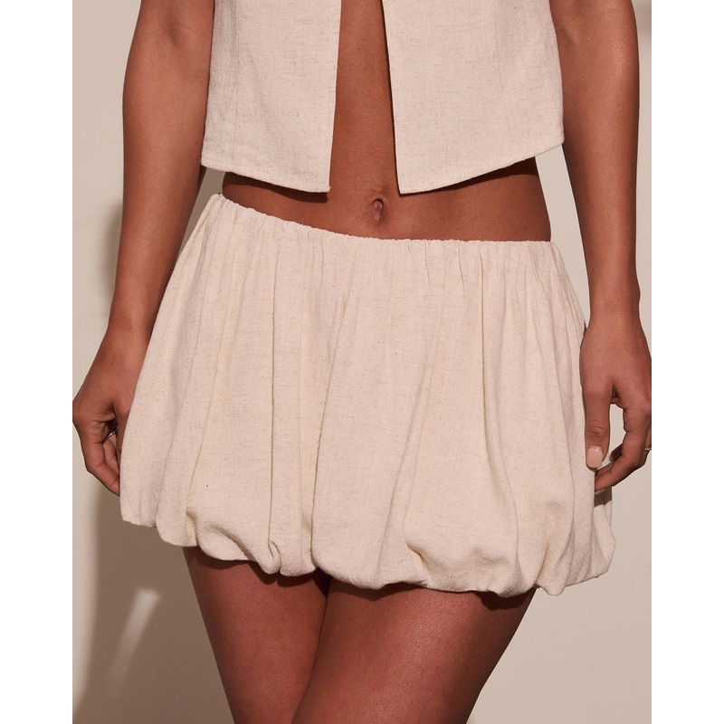 Margret Linen Bubble Mini Skort Ecru XS