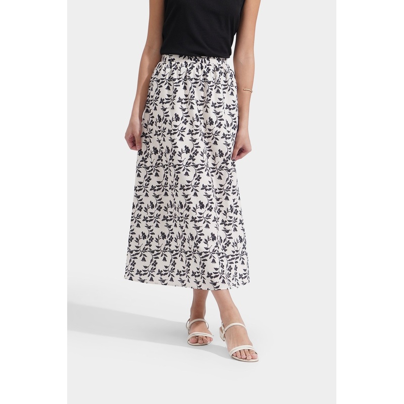 Floral Midi Skirt Off White Extra Small