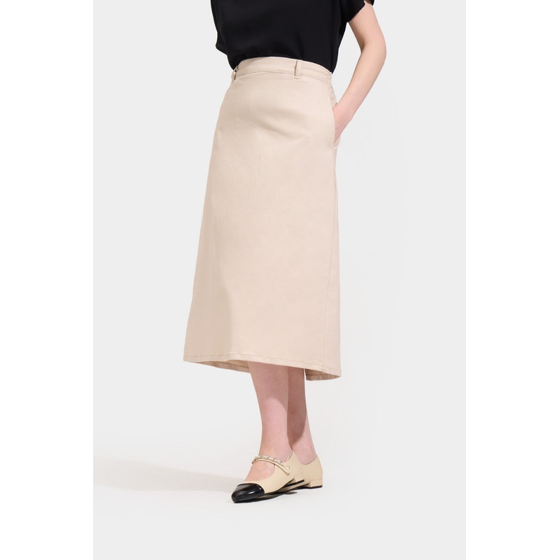 A-Line Midi Skirt Beige Extra Small