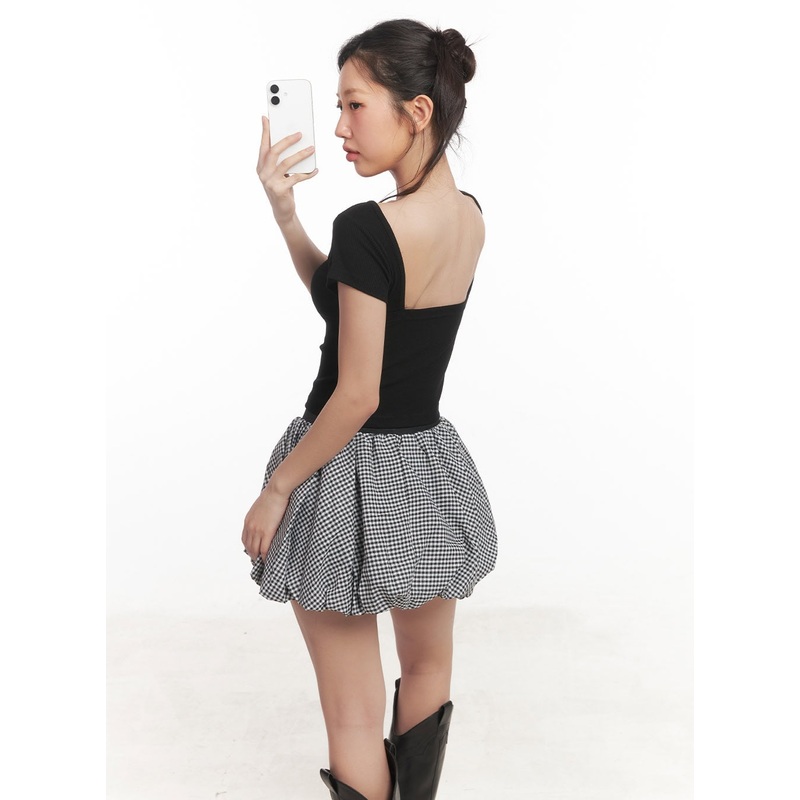 Backless Ribbed Crop Top CA529 Black S/M