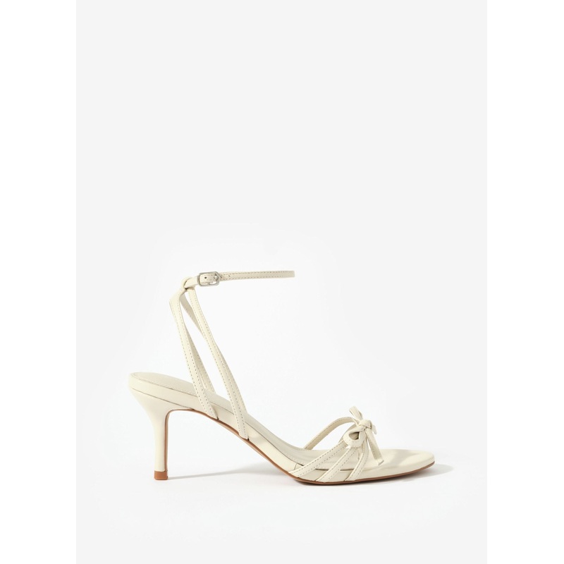 Bridie Cream Leather Strappy Bow Heels 3 UK 36 EU