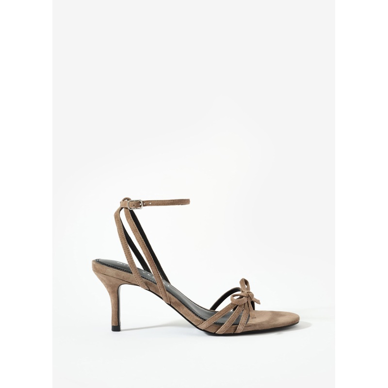 Bridie Taupe Suede Strappy Bow Heels 3 UK 36 EU