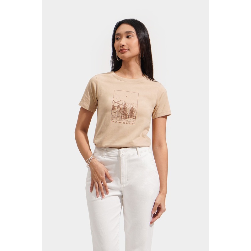 Chasing Serenity Graphic Tee Taupe Extra Small
