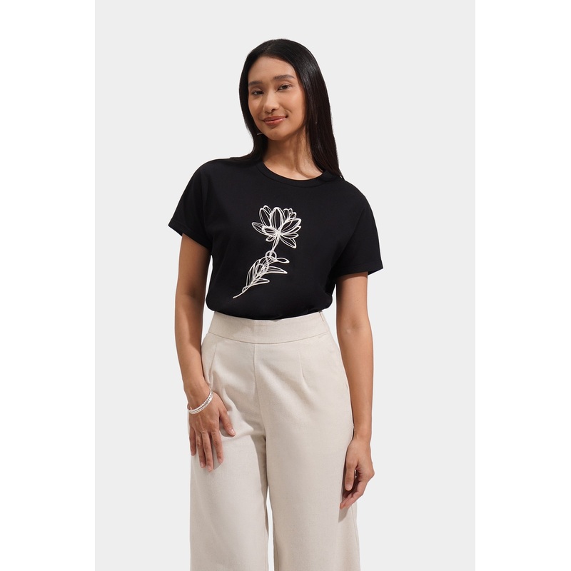 Floral Graphic Tee Black Extra Small