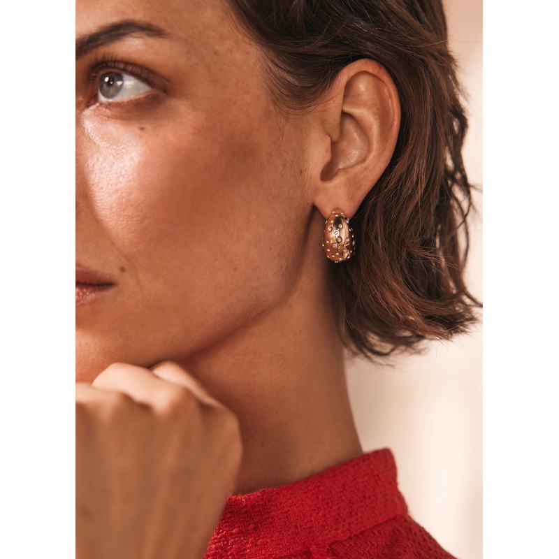 Gold Tone Crystal Statement Earrings ONE SIZE