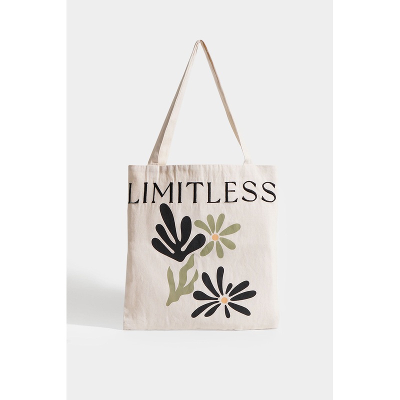 Limitless Graphic Tote Bag Off White Free Size