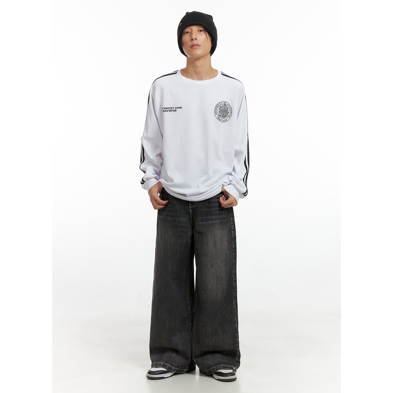 Men’s Wide Leg Fit Denim Jeans IO417 Black S