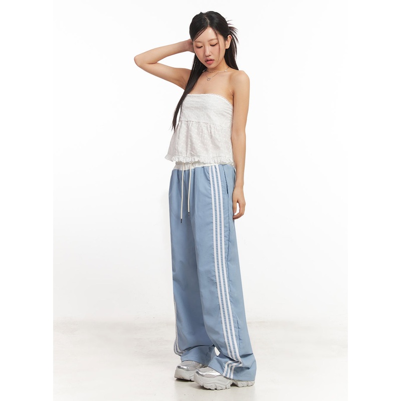 Striped Nylon Track Pants IA525 Light blue M/L
