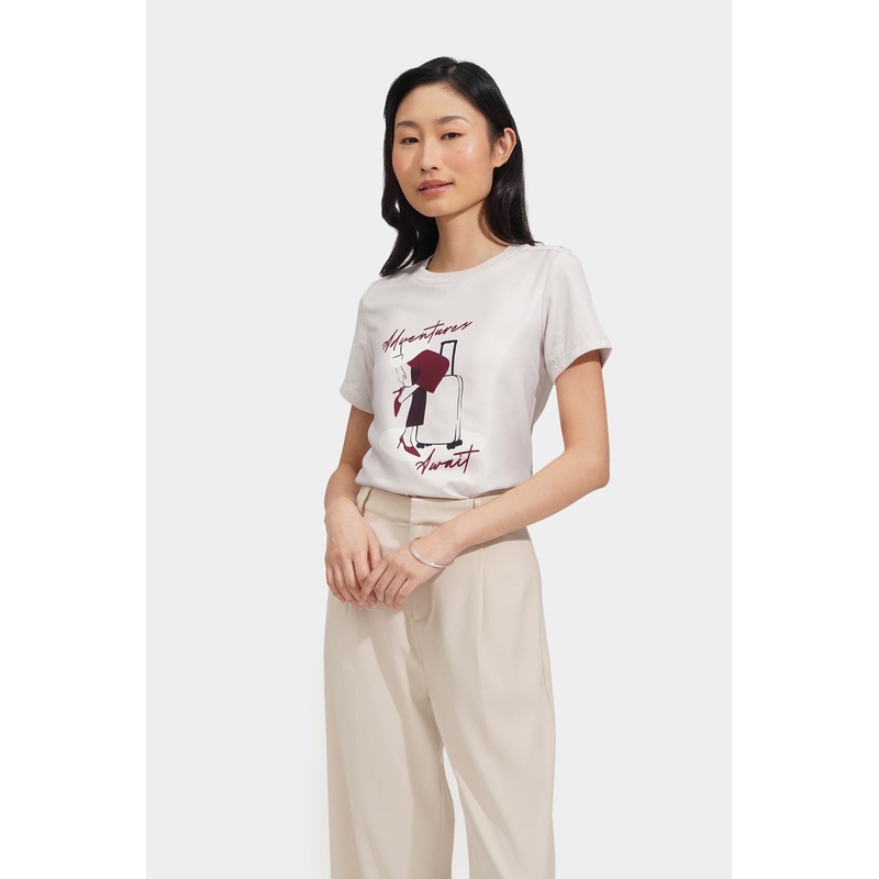 Adventures Await Graphic Tee Light Gray Extra Small