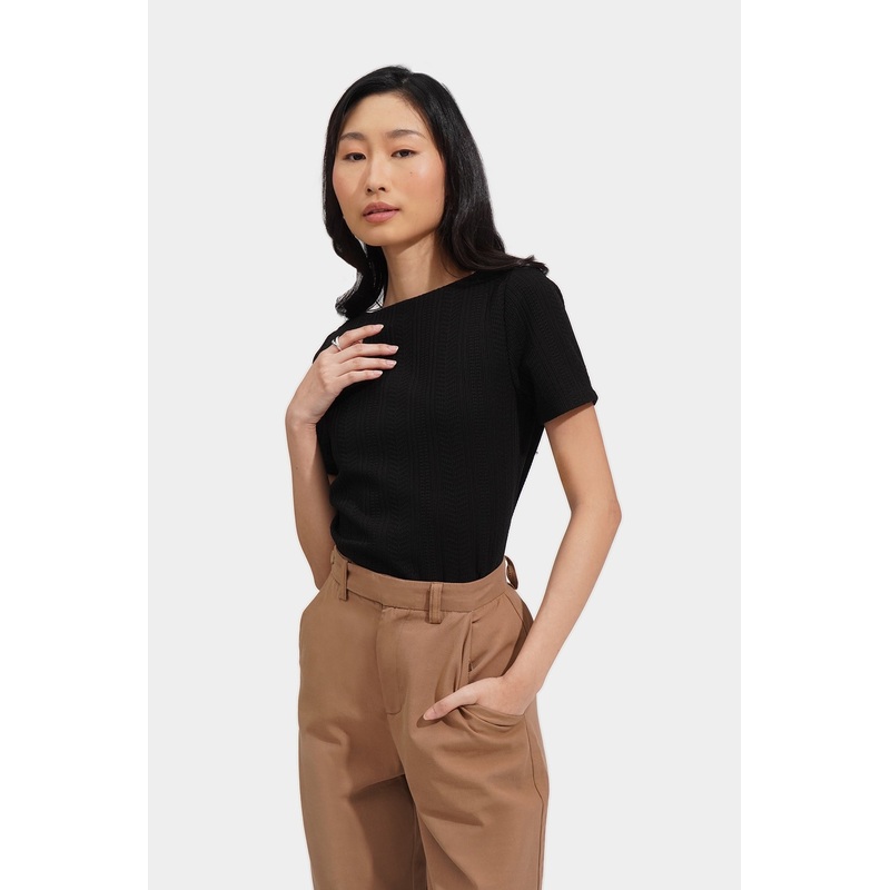 Jacquard Knit Tee Black Extra Small