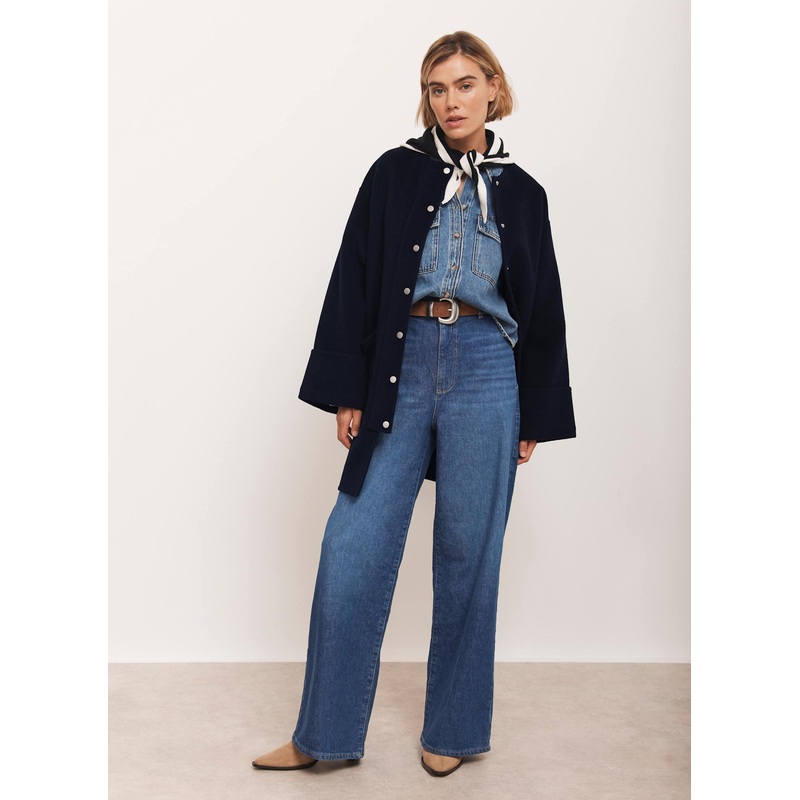 Navy Wool Blend Hand Finished Coat XS