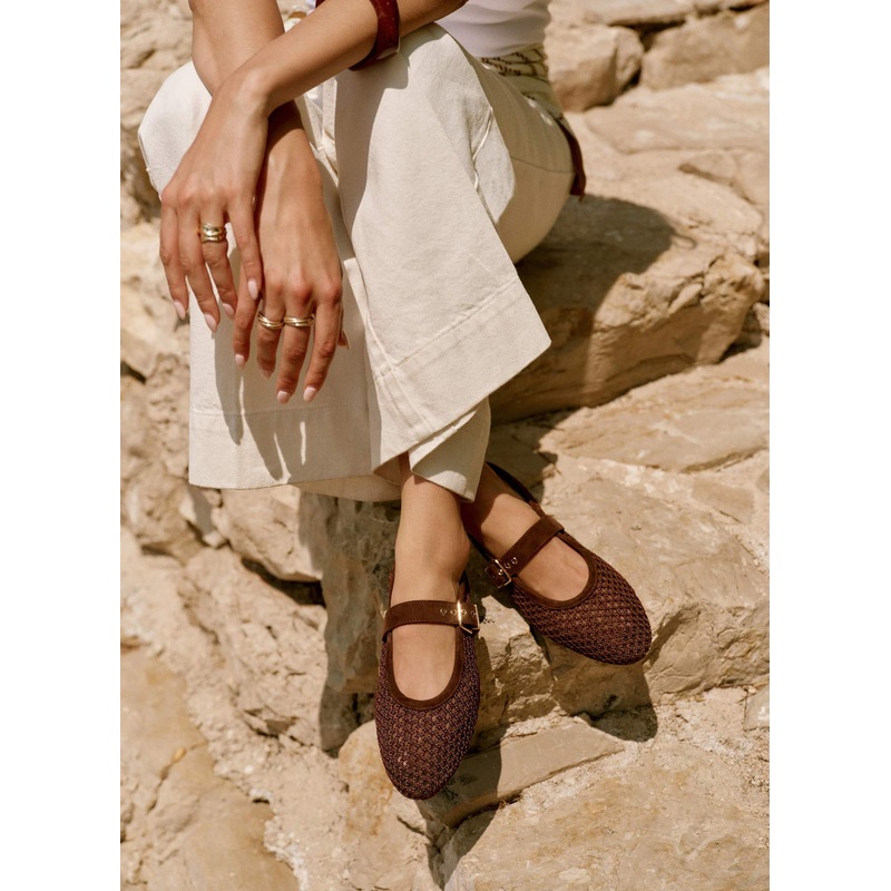 Trixie Brown Mesh Ballet Flat Pumps 3 UK 36 EU