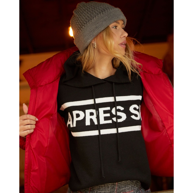 Apres Ski Knit Hoodie Black/White XS