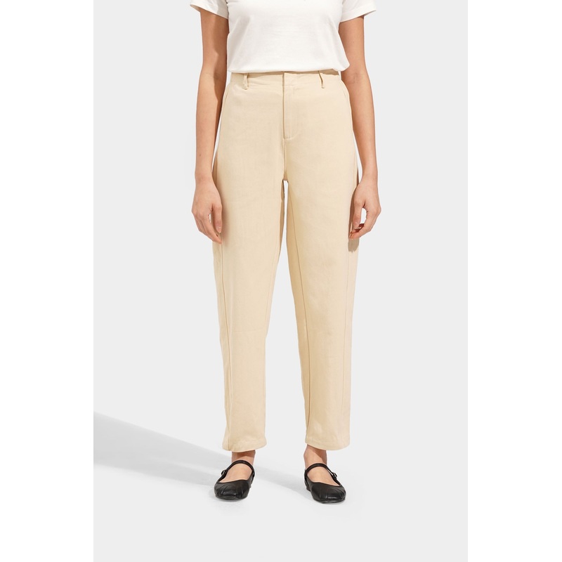 Barrel Leg Trousers Beige Extra Small