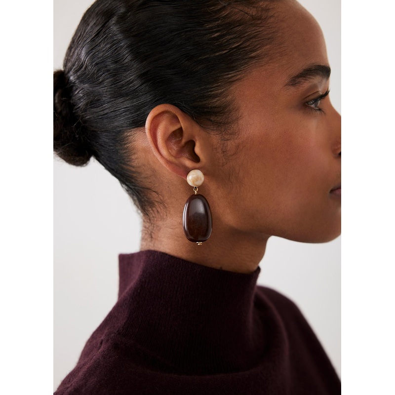 Brown Resin Drop Earrings ONE SIZE