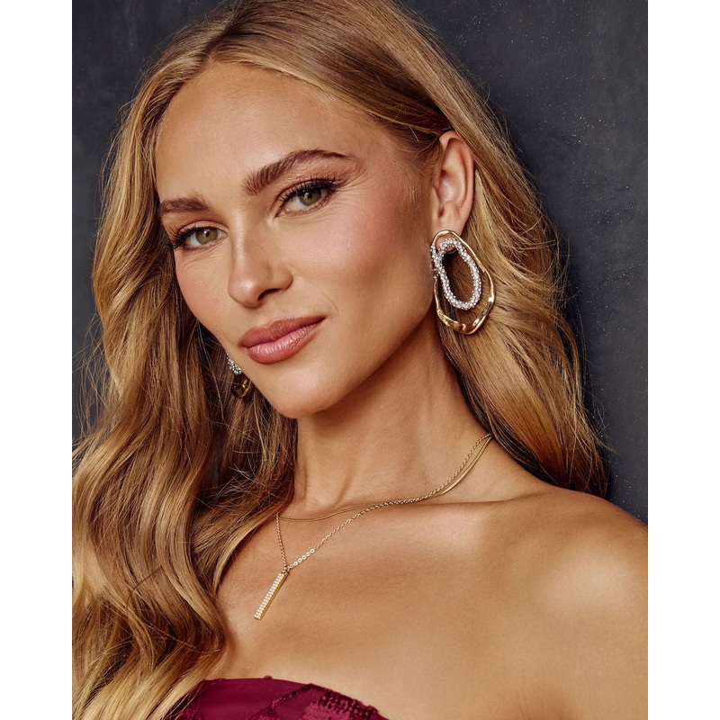 Charmed Dream Embellished Teardrop Earrings Gold O/S