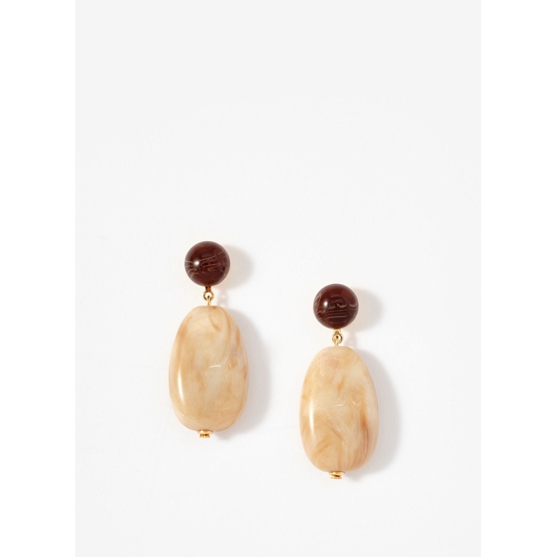 Cream Resin Drop Earrings ONE SIZE