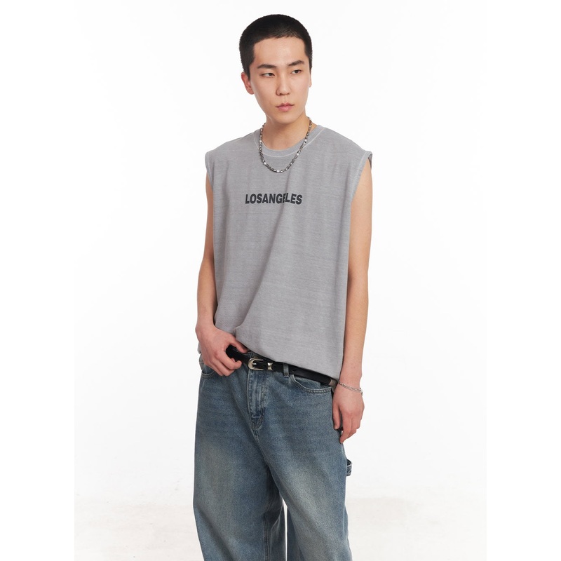 Men’s Los Angeles Graphic Loose-Fit Sleeveless Shirt IY506 Light gray M/L