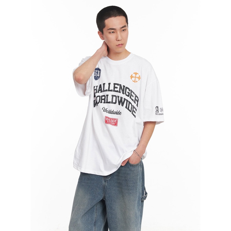 Men’s Oversized Graphic T-Shirt IY505 White M/L