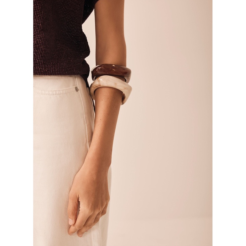 Neutral Two Pack Resin Bangle Set ONE SIZE