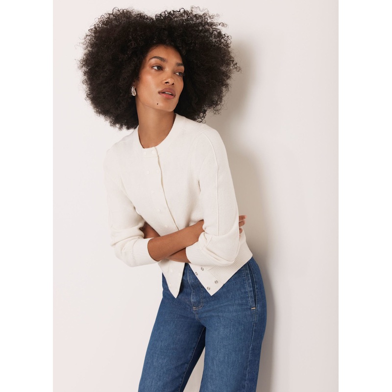 Cream Lightweight Cotton Blend Cardigan XS