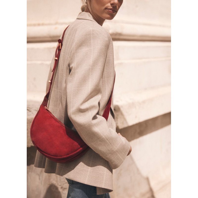 Dolly Red Suede Scoop Sling Bag ONE SIZE