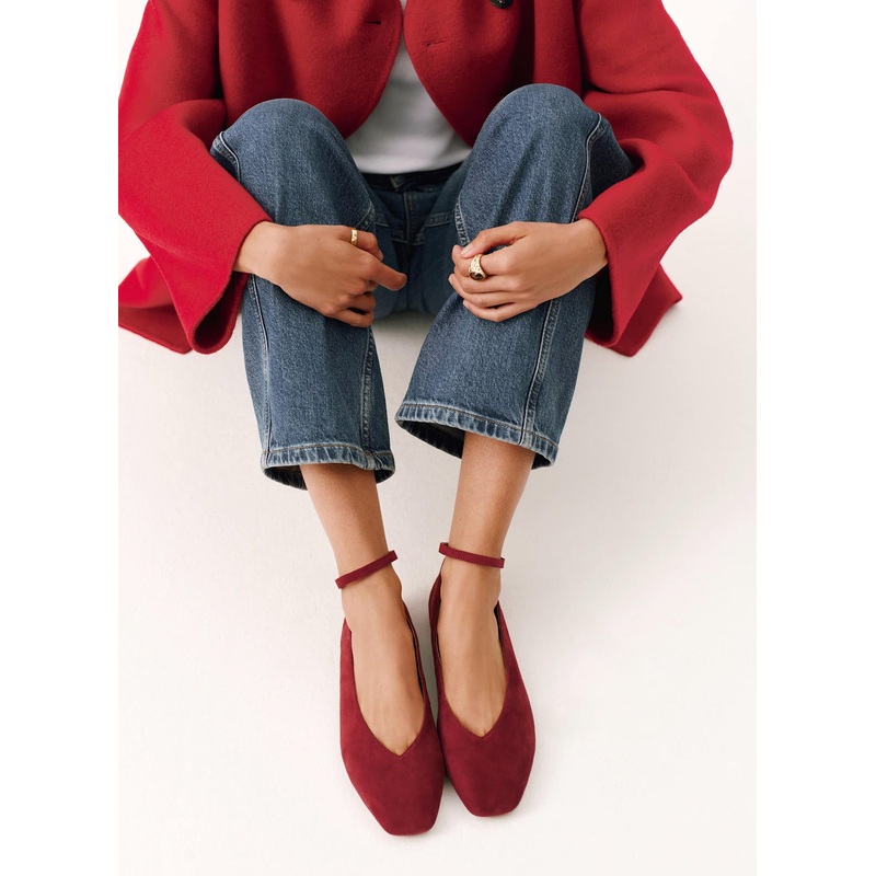 Honey Red Suede Ballet Flat Pumps 3 UK 36 EU