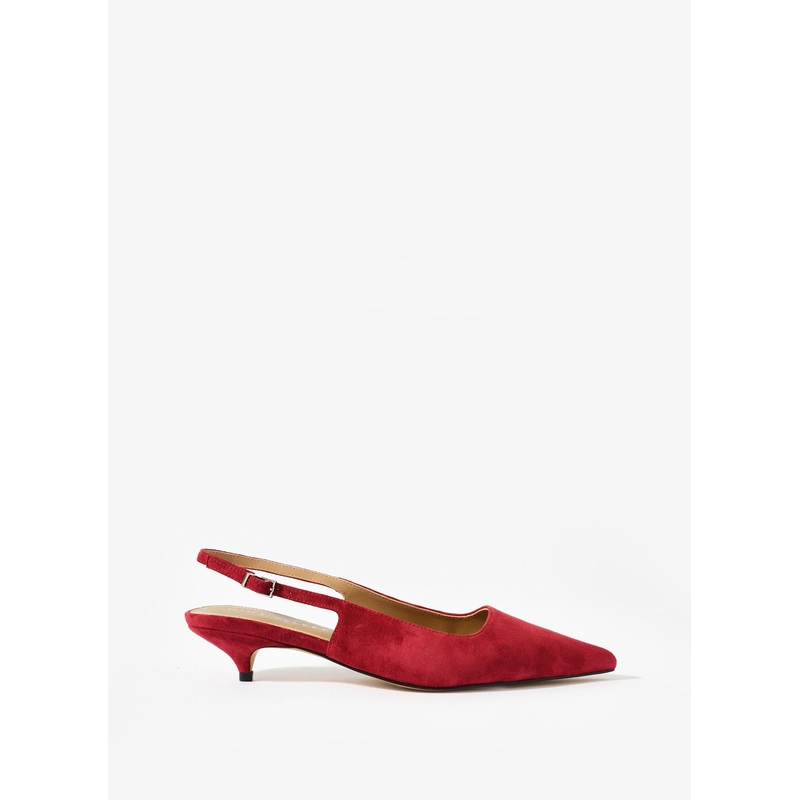Mila Red Suede Slingback Kitten Heels 3 UK 36 EU
