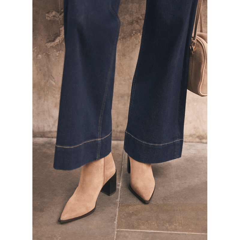 Noa Neutral Suede Block Heel Boots 3 UK 36 EU