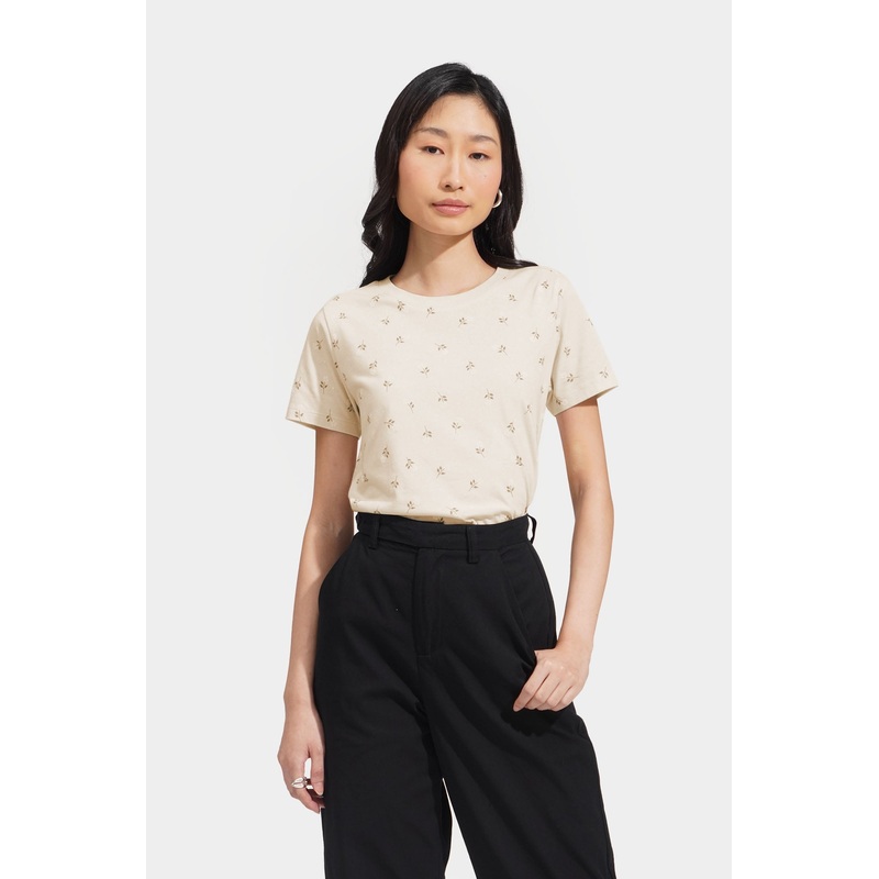 All Over Print Flower Graphic Tee Barely Pink Extra Small