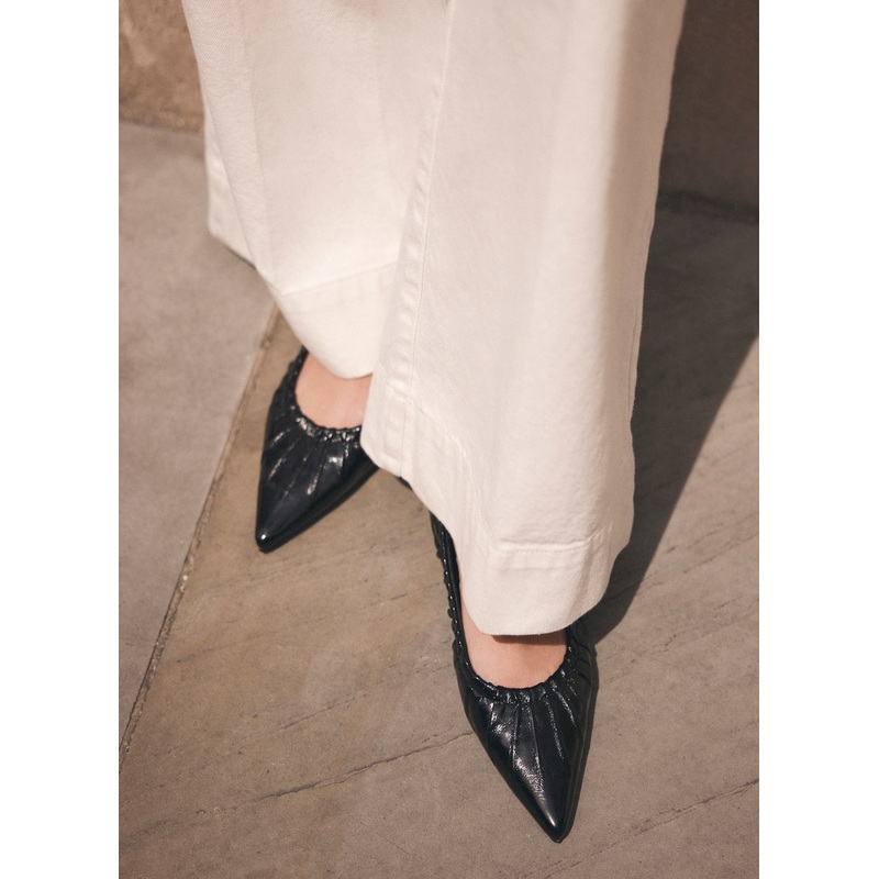 Arella Black Leather Flat Pumps 3 UK 36 EU